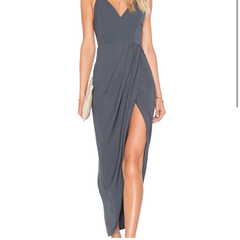 Shona Joy Stellar Draped Dress in Charcoal